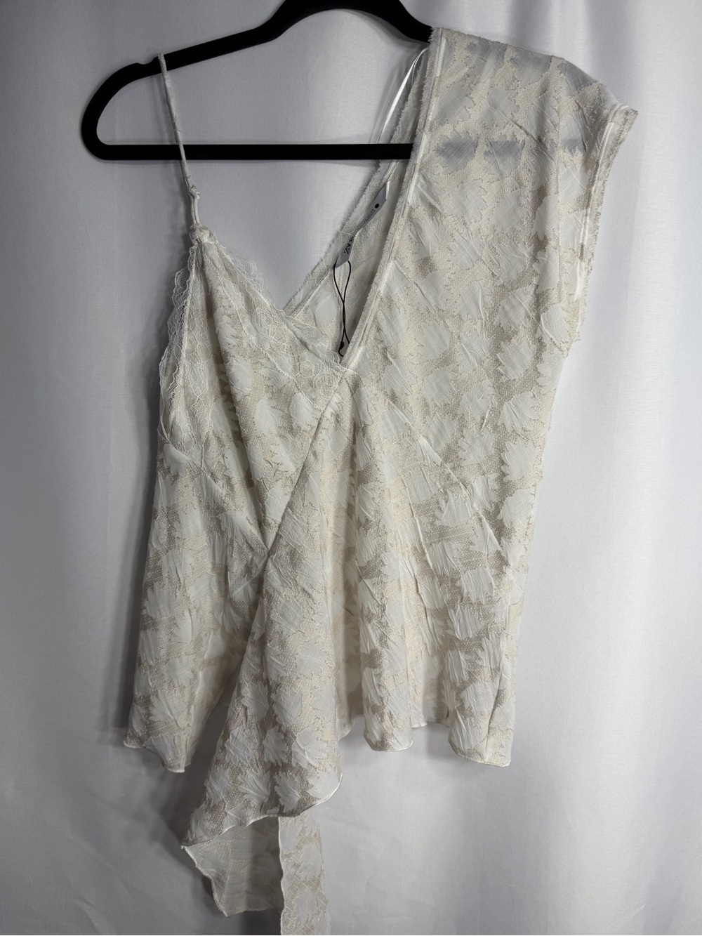 ZARA Ivory One-Shoulder Textured Top size XS new